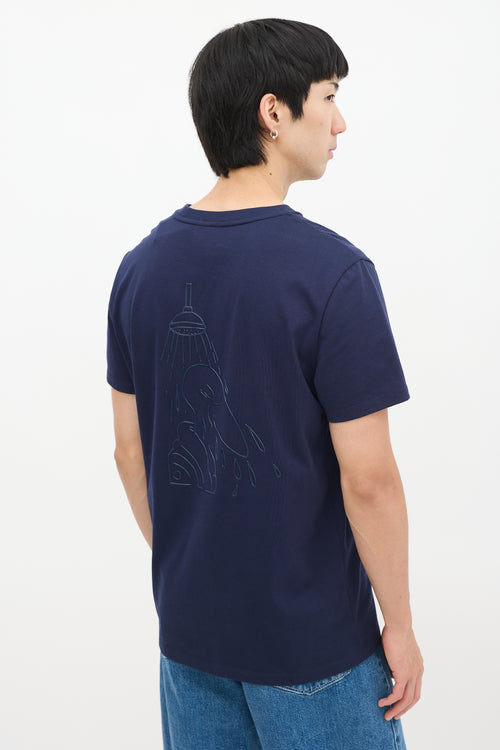 Moncler Navy Graphic Panel Rubber Logo T-Shirt