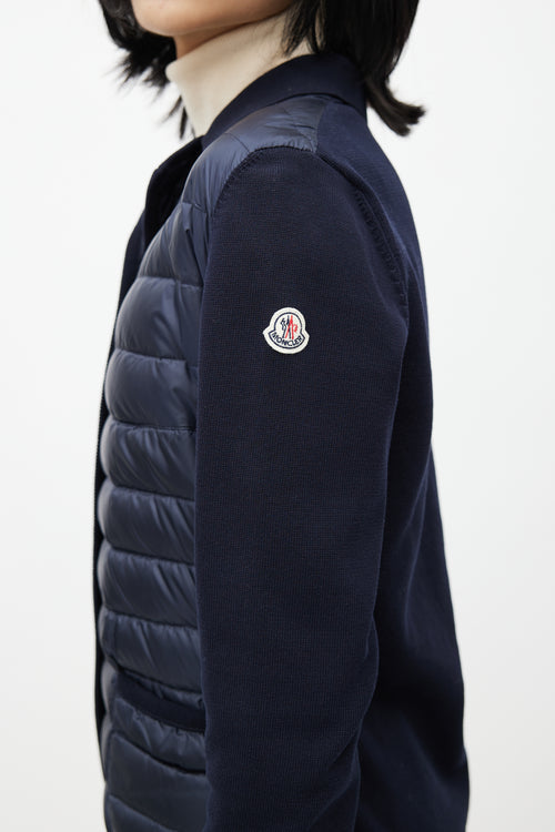Moncler Navy Knit & Puffer Lightweight Jacket