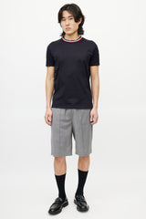 Moncler Navy & Multicolour Striped Collar T-Shirt