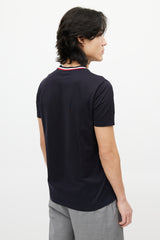 Moncler Navy & Multicolour Striped Collar T-Shirt