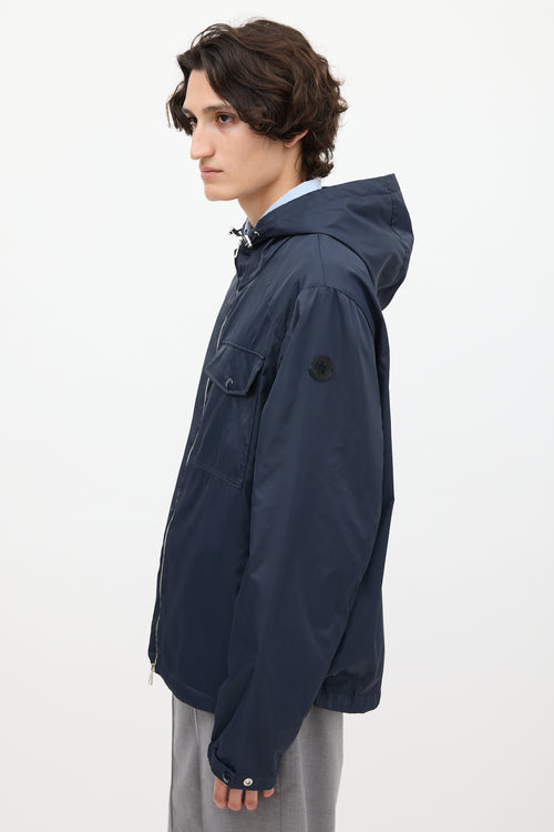 Moncler Navy Nylon Hooded Jacket