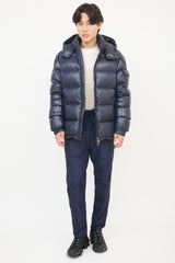 Moncler Navy Nylon Maya Short Down Jacket