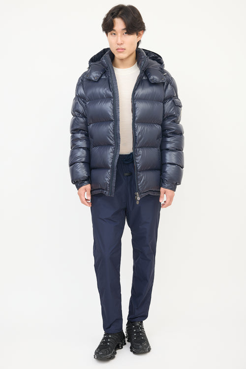 Moncler Navy Nylon Maya Short Down Jacket