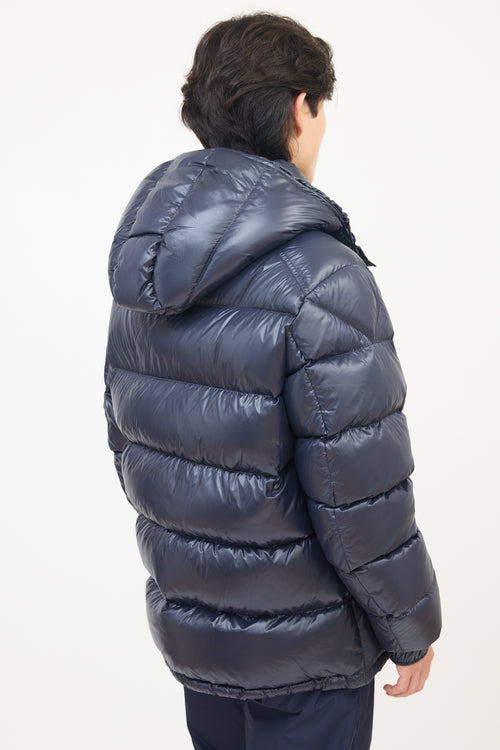 Moncler Navy Nylon Maya Short Down Jacket