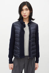 Moncler Navy Puffer & Knit Maglione Tricot Jacket