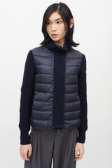 Moncler Navy Puffer & Knit Maglione Tricot Jacket