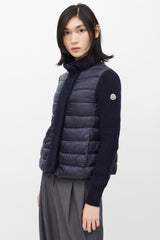 Moncler Navy Puffer & Knit Maglione Tricot Jacket