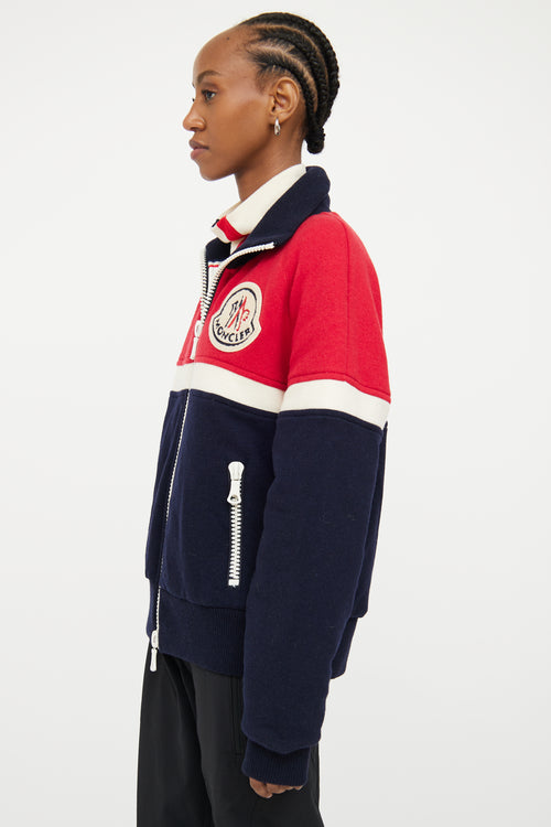 Moncler Navy Red Wool Maglion Cardigan