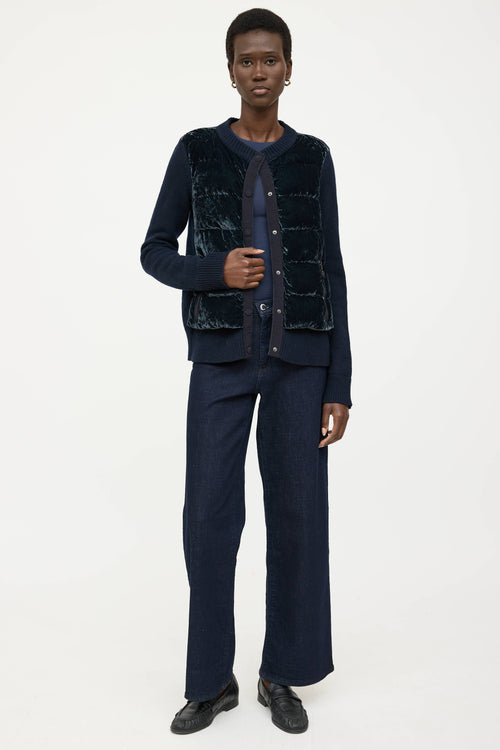 Moncler Wool Down Tricot Knit Cardigan
