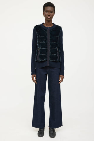 Moncler Wool Down Tricot Knit Cardigan
