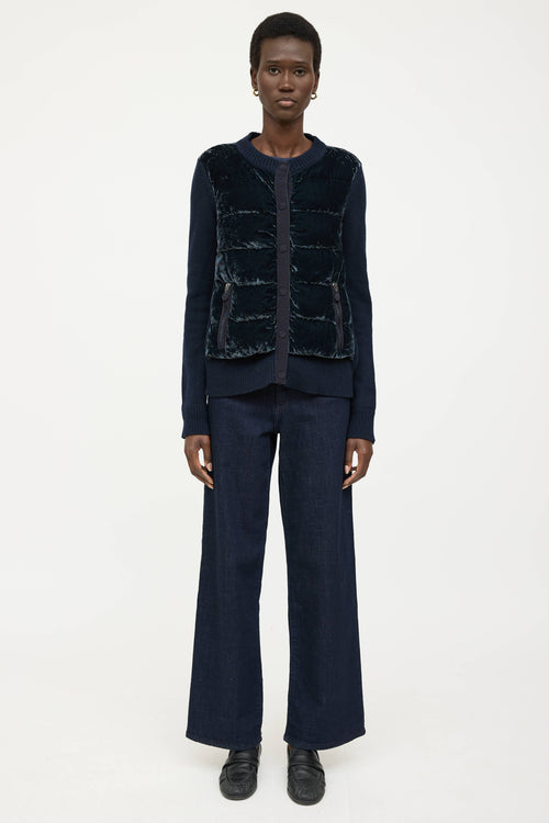 Moncler Wool Down Tricot Knit Cardigan