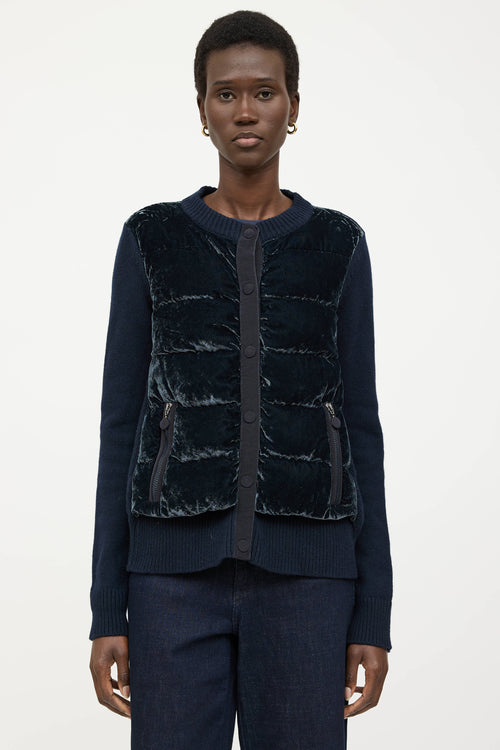 Moncler Wool Down Tricot Knit Cardigan
