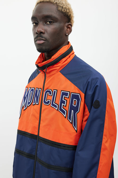 Moncler Orange & Navy Copernicus Logo Jacket