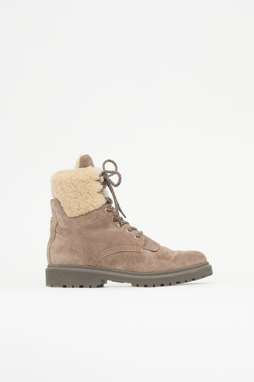 Moncler Suede & Shearling Patty Boot