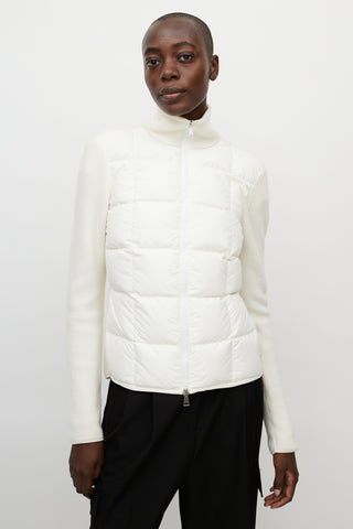 Moncler White Nylon & Wool Puffer Jacket