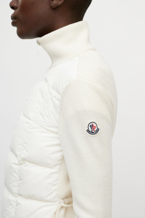 Moncler White Nylon & Wool Puffer Jacket