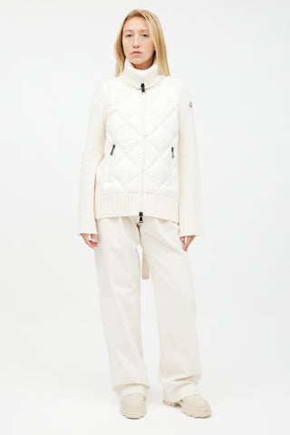Moncler Cream White Lightweight Knit & Nylon Jacket