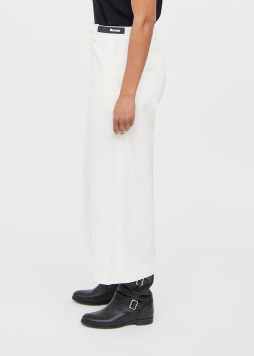 Moncler White Gabardine Cropped Dress Pant