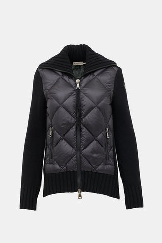 Moncler Wool Padded Zip-Up Cardigan