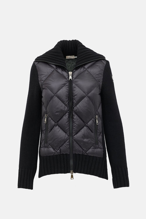 Moncler Wool Padded Zip-Up Cardigan