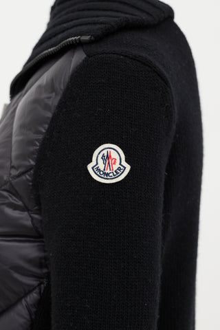 Moncler Wool Padded Zip-Up Cardigan