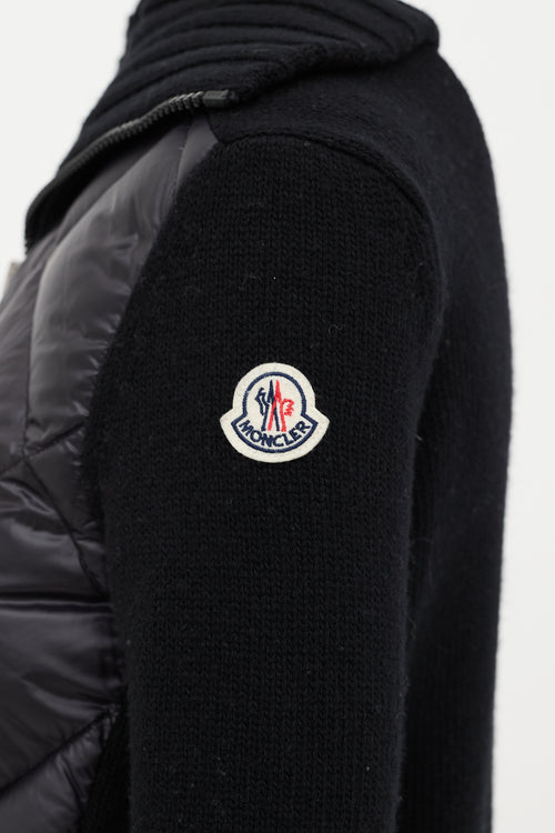 Moncler Wool Padded Zip-Up Cardigan