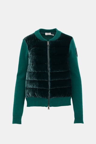 Moncler Wool & Cashmere Padded Zip Cardigan