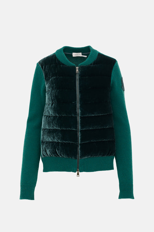 Moncler Wool & Cashmere Padded Zip Cardigan
