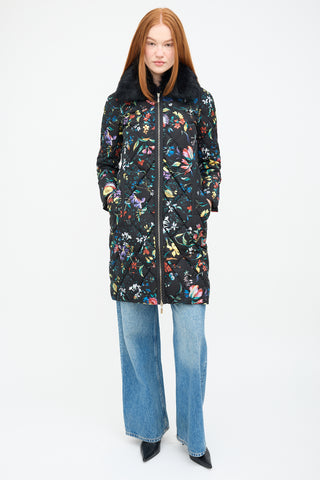 Moncler X Erdem Black & Multi Floral Coat