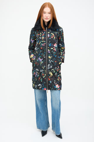 Moncler X Erdem Black & Multi Floral Coat