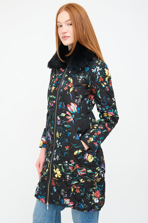 Moncler X Erdem Black & Multi Floral Coat