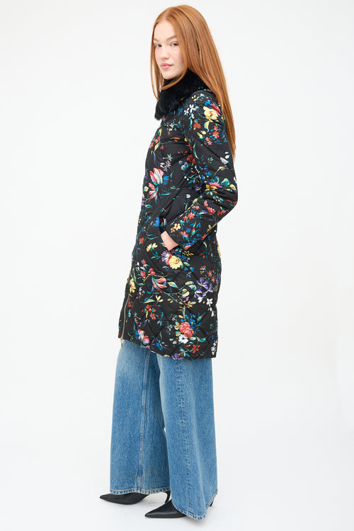 Moncler X Erdem Black & Multi Floral Coat