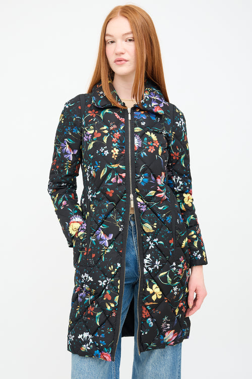 Moncler X Erdem Black & Multi Floral Coat