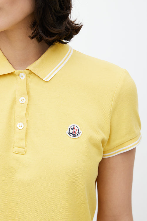Moncler Yellow & White Striped Logo Polo
