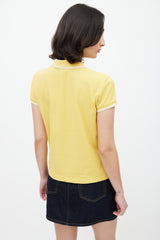 Moncler Yellow & White Striped Logo Polo