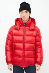 Moncler Red Quilted Nylon Maya Down Jacket