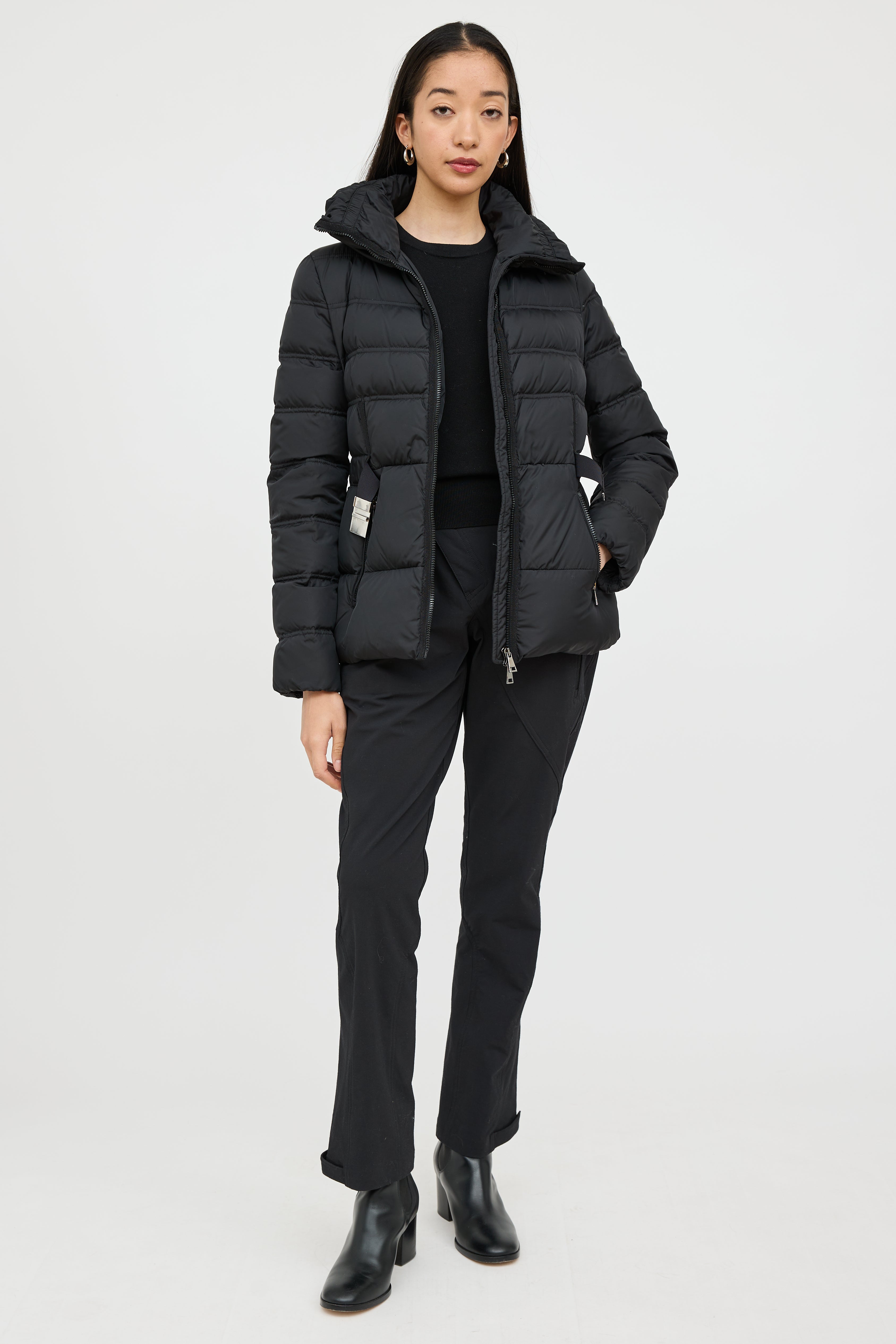 Moncler // Black Alouette Down Belted Jacket – VSP Consignment