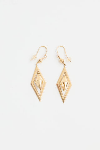 Fine Jewelry 18K Yellow Gold Diamond Drop Earrings