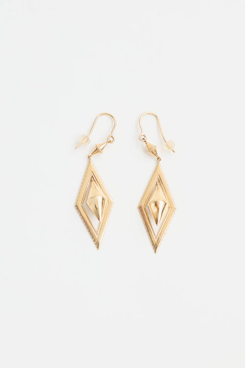 Fine Jewelry 18K Yellow Gold Diamond Drop Earrings