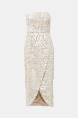 Monique Lhuillier Sequin Strapless Dress
