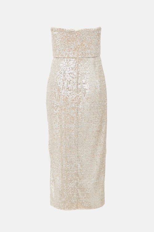 Monique Lhuillier Sequin Strapless Dress