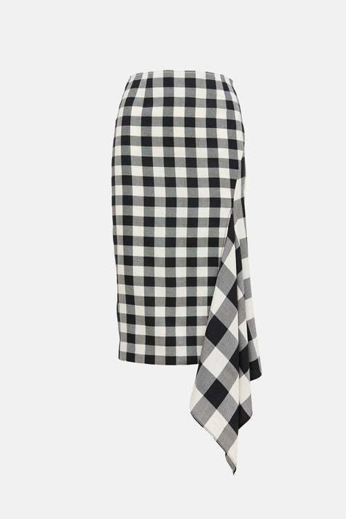 Monse Checkered Asymmetrical Midi Skirt