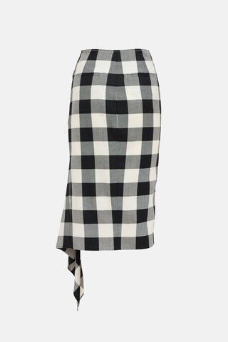 Monse Checkered Asymmetrical Midi Skirt