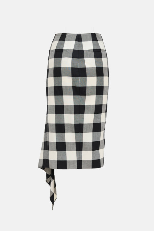 Monse Checkered Asymmetrical Midi Skirt