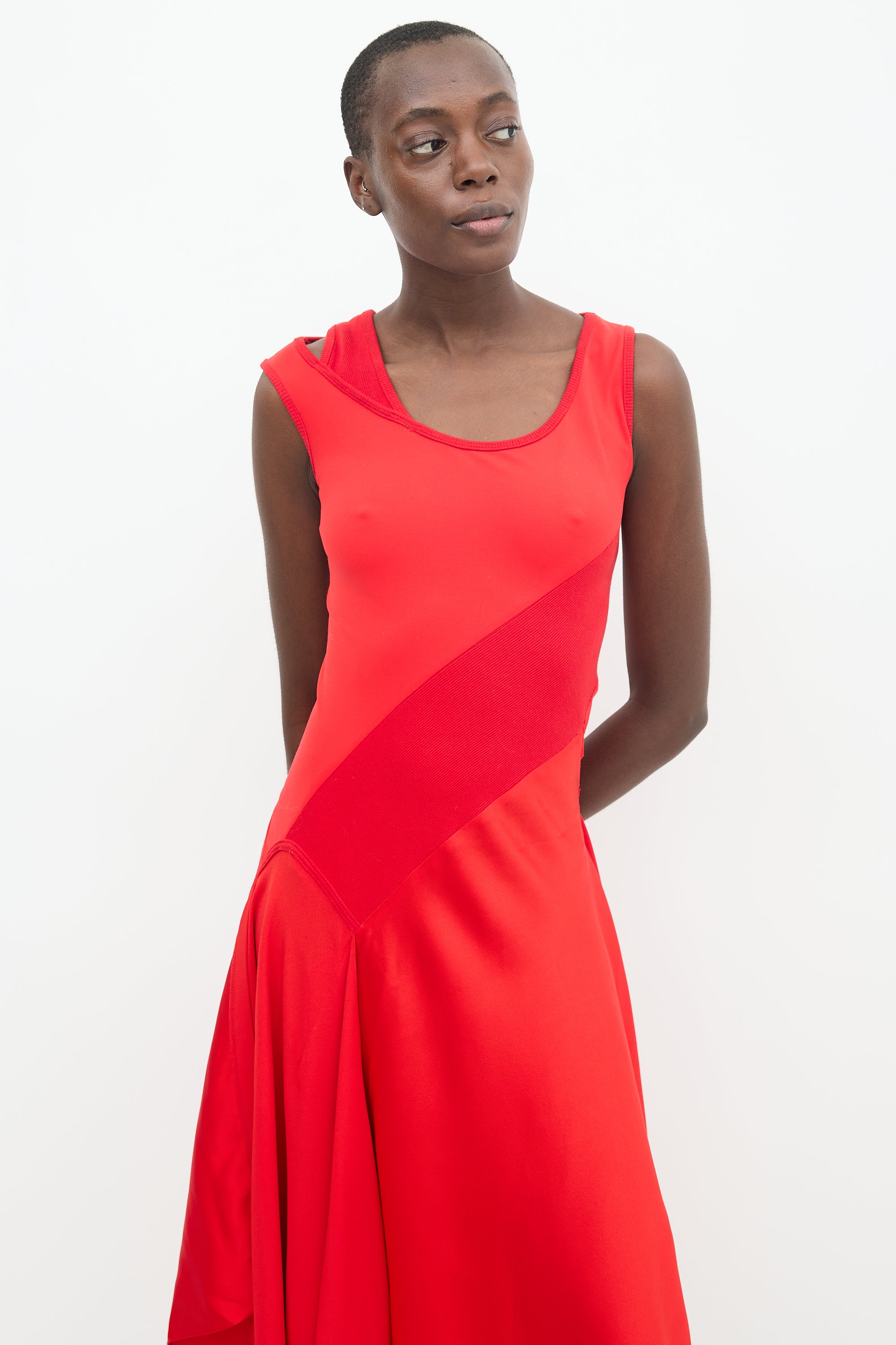 Monse // Red Panelled Asymmetrical Dress VSP Consignment Monse // Red Panelled Asymmetrical Dress VSP Consignment