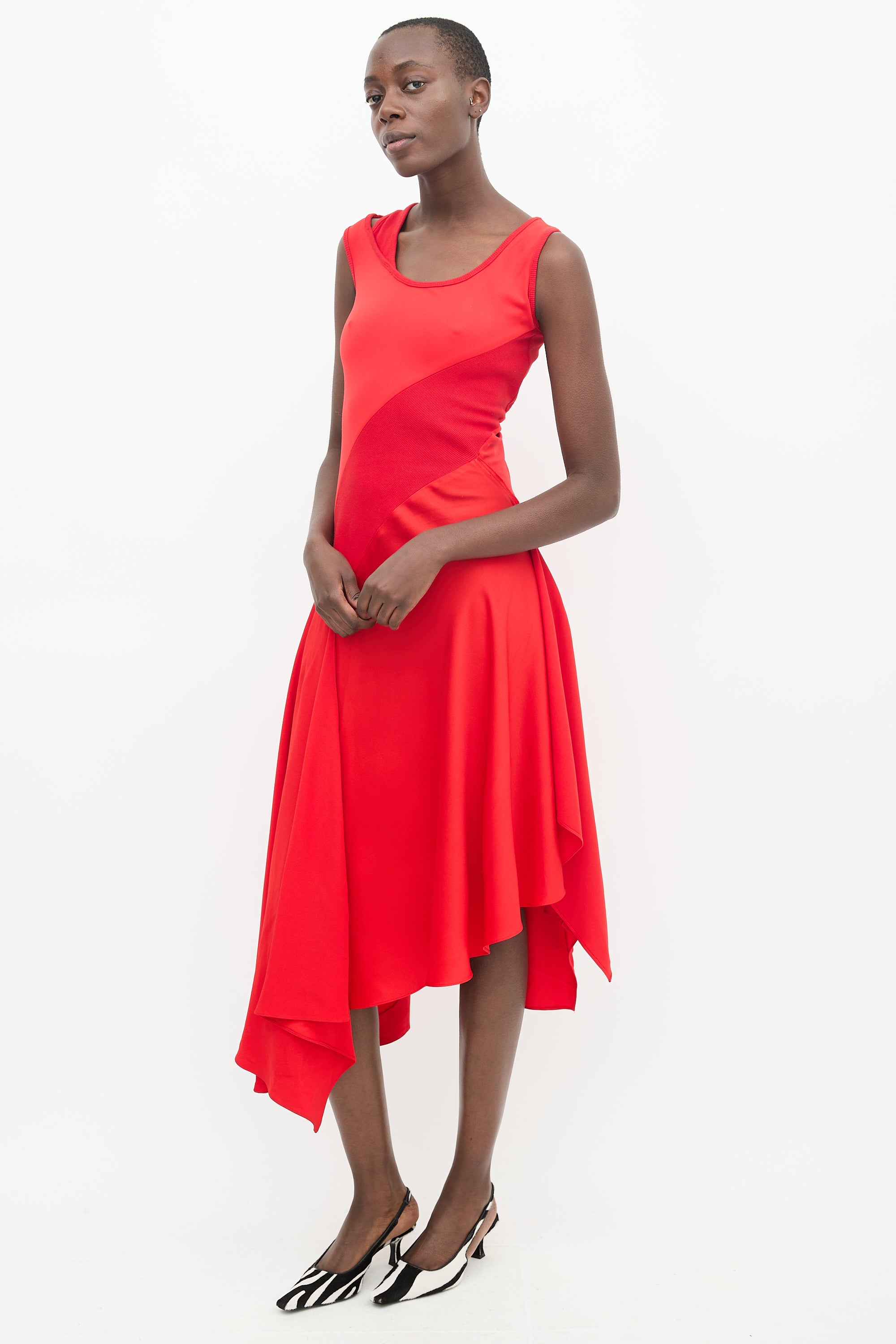 Monse // Red Panelled Asymmetrical Dress VSP Consignment Monse // Red Panelled Asymmetrical Dress VSP Consignment