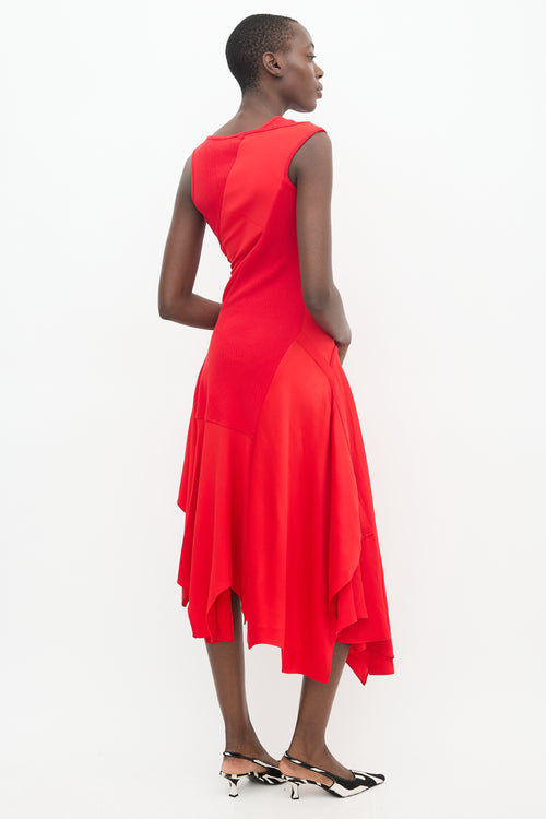 Monse Red Panelled Asymmetrical Dress