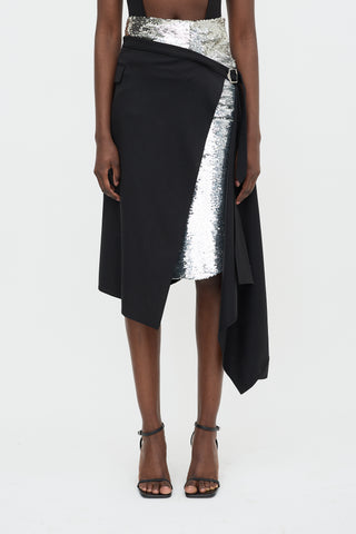 Monse Sequin & Twill Hybrid Skirt