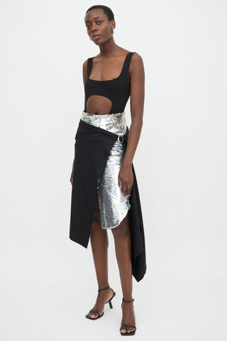 Monse Sequin & Twill Hybrid Skirt