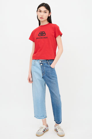Monse Split Wash Cropped Jeans